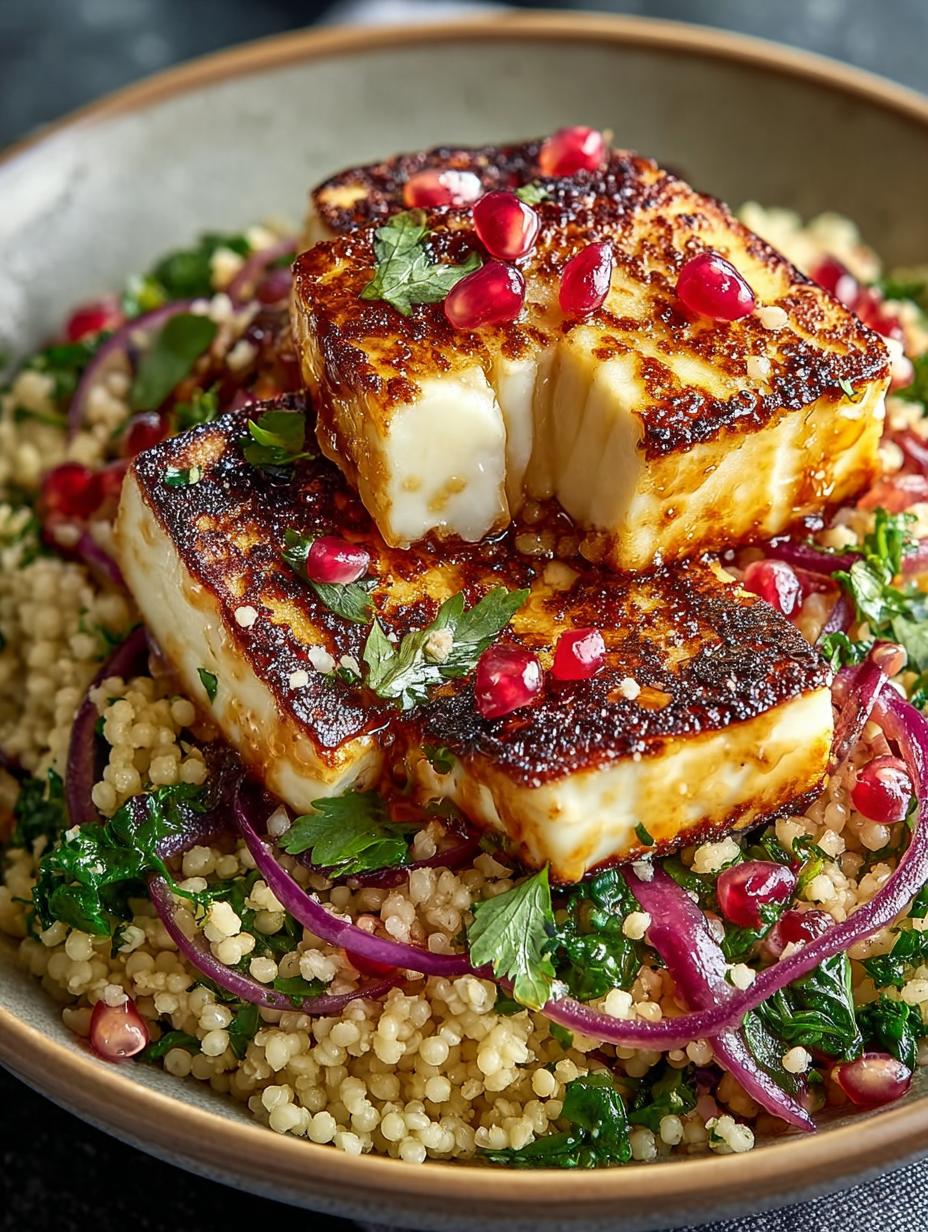 Delicious Hot Honey Halloumi Couscous Salad Recipe - Hot Honey Halloumi Couscous - additional detail