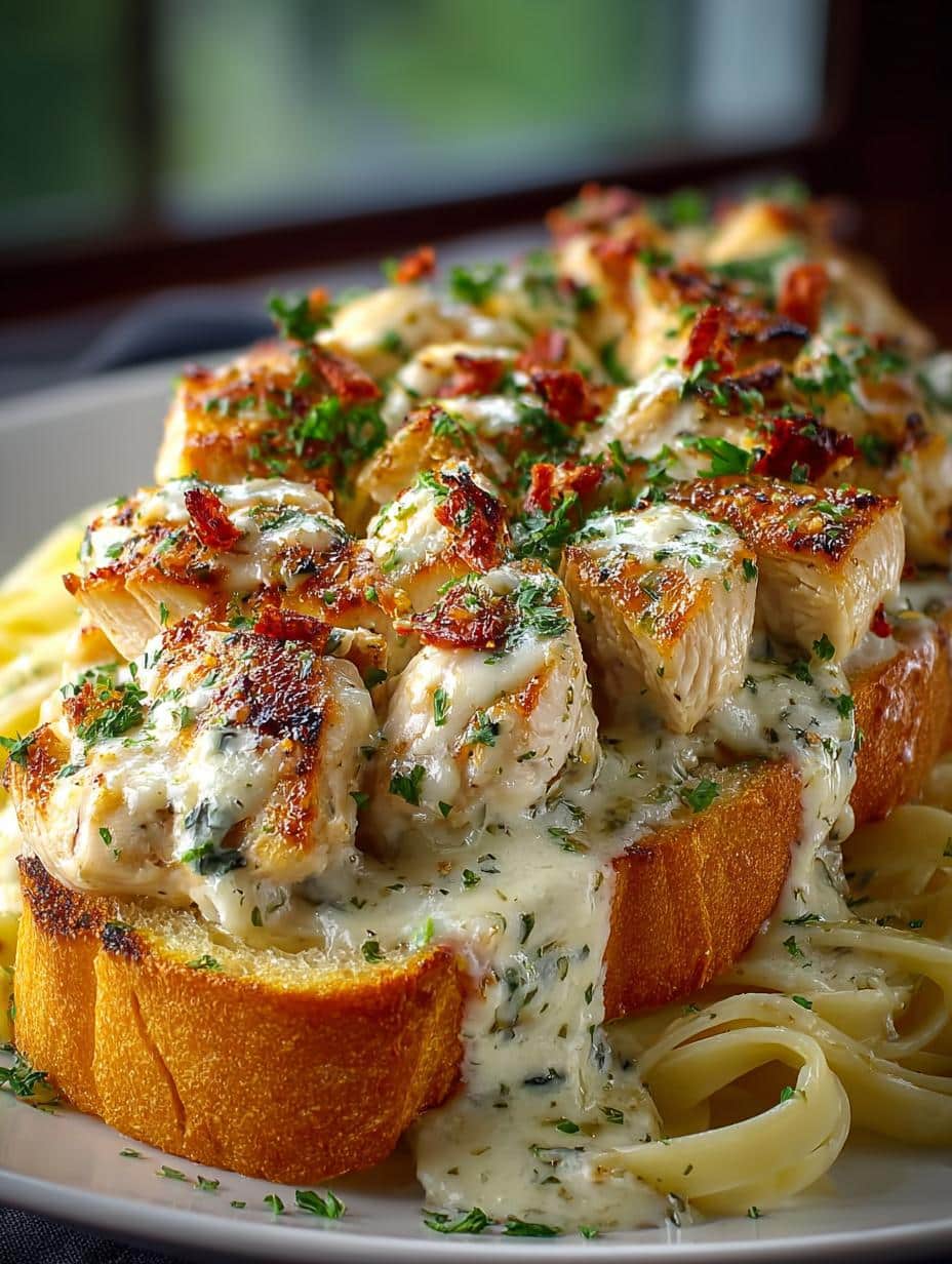 Irresistible Chicken Alfredo with Garlic Bread Delight - Irresistible Chicken Alfredo with - additional detail