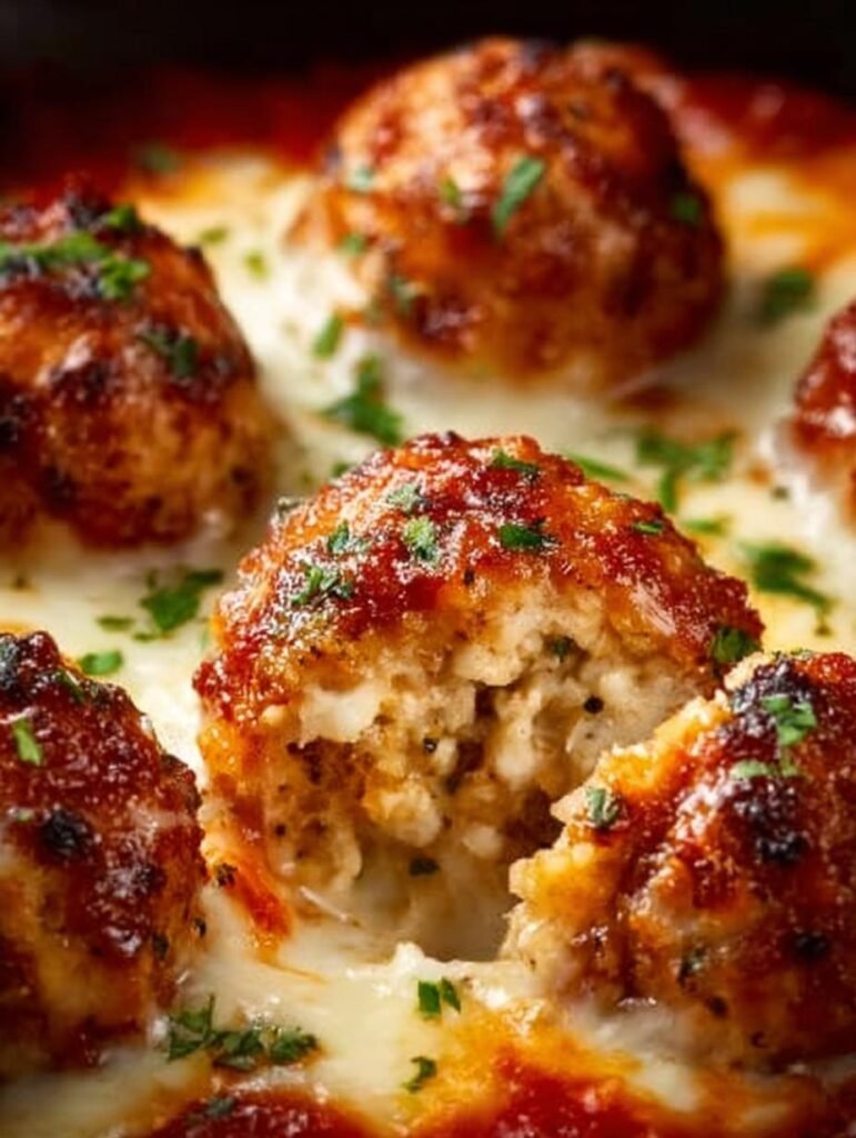 Juicy Chicken Parmesan Meatballs