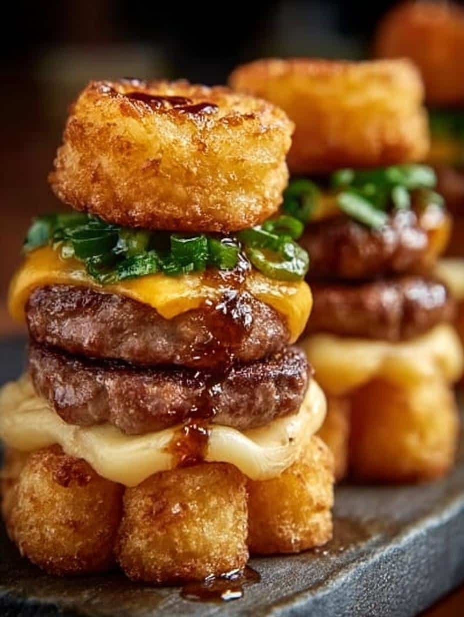 Mini Tater Tot Cheeseburgers: 12 Flavorful Bites 1 Mini Tater Tot Cheeseburgers