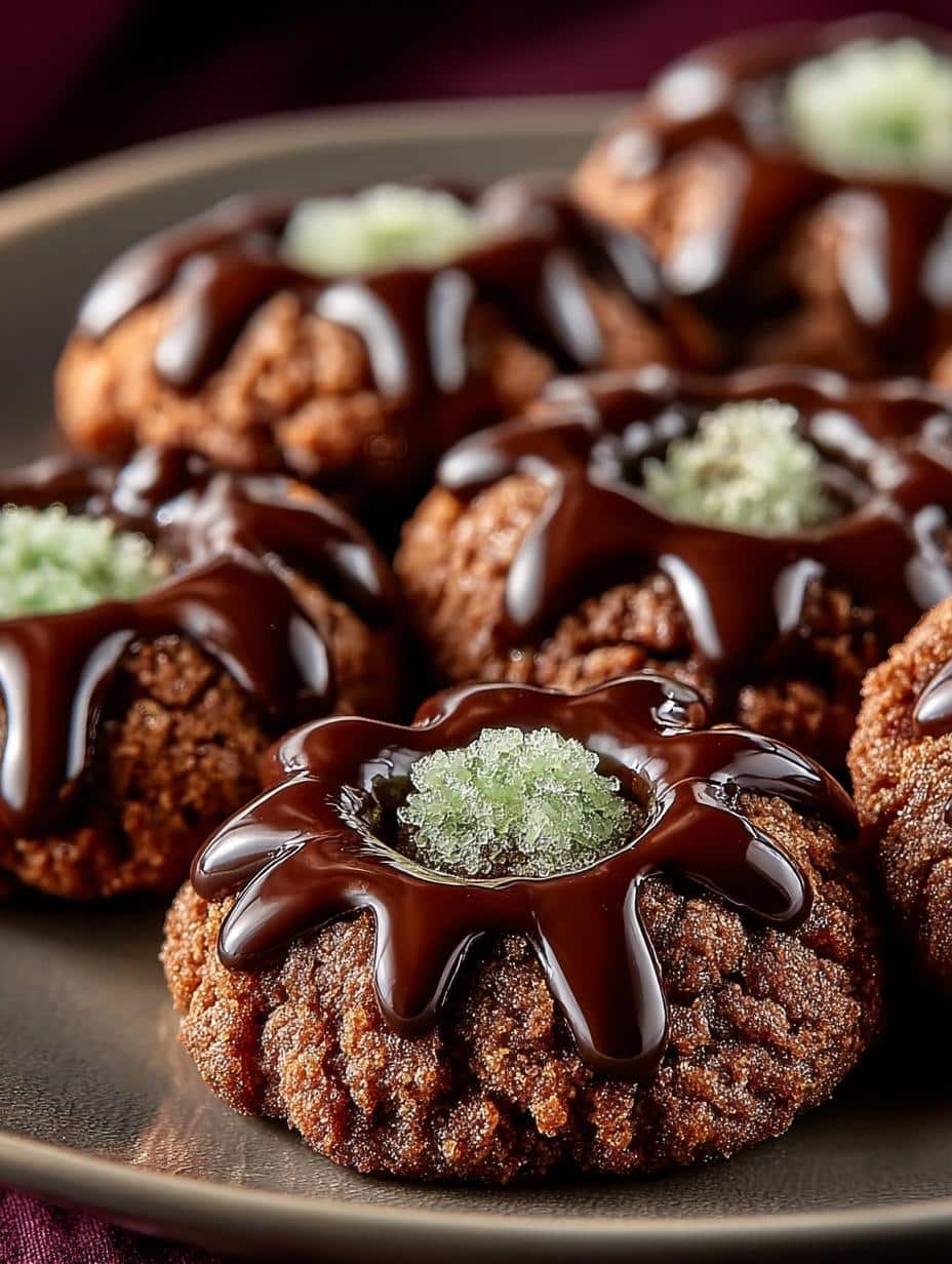 Delicious Mint Chocolate Thumbprint Cookies Recipe - Mint Chocolate Thumbprint Cookies - main visual representation
