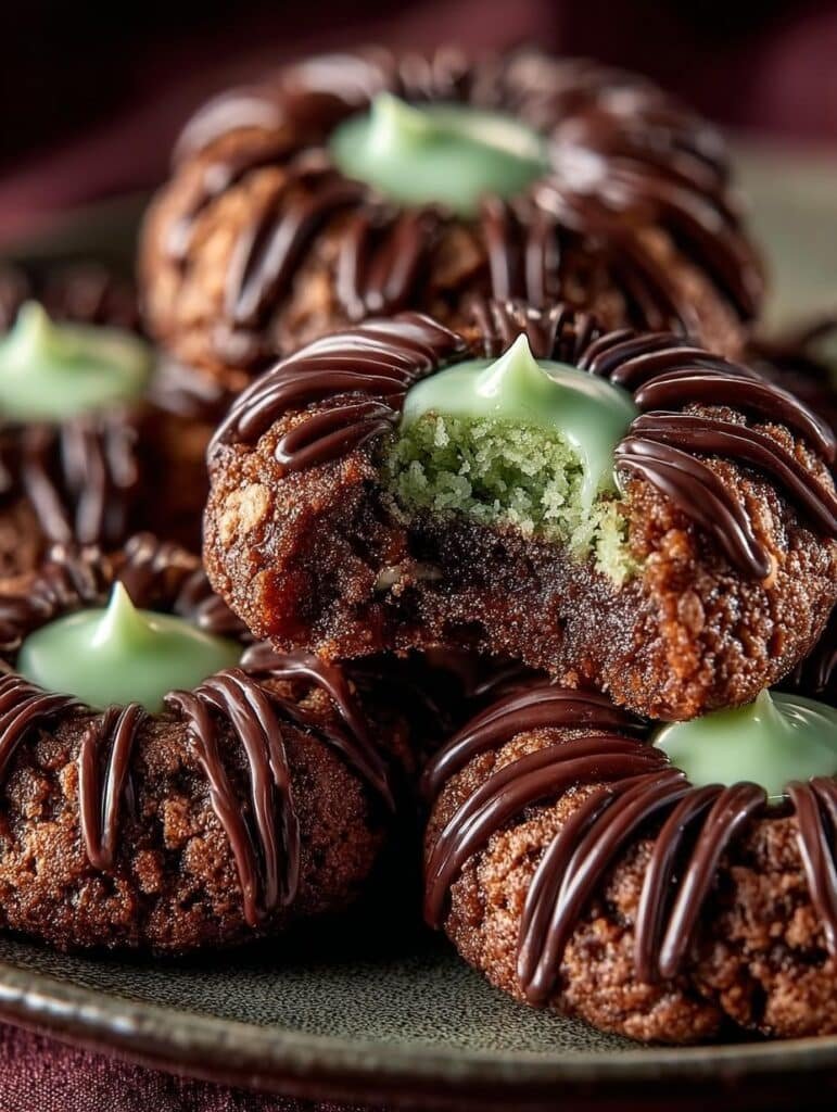 Mint Chocolate Thumbprint Cookies