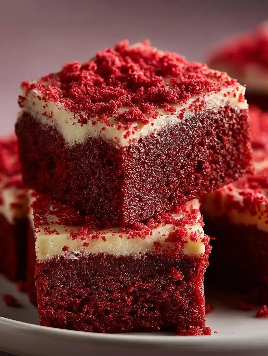 Irresistible Red Velvet Brownies fresh from the oven on a cooling rack