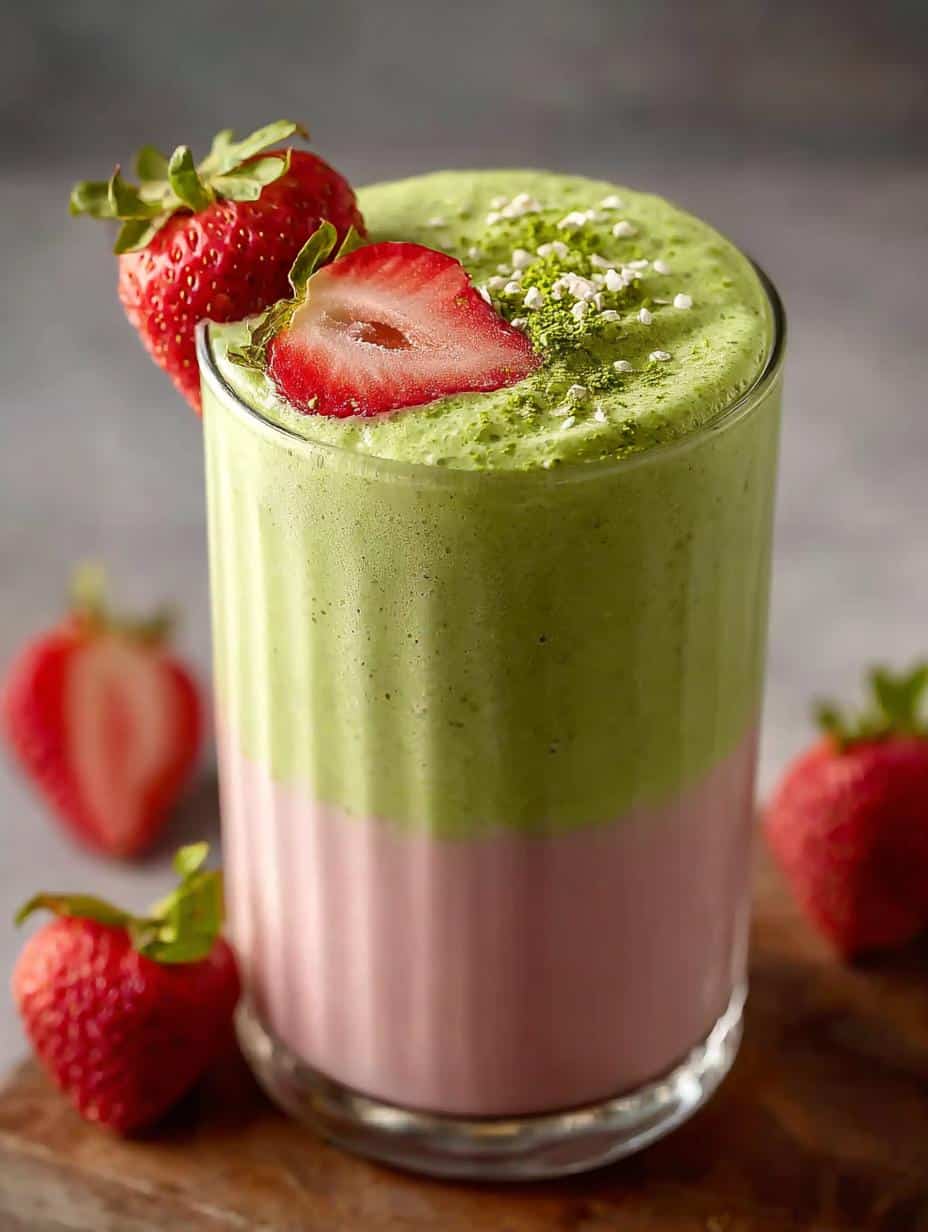 Delicious Strawberry Matcha Smoothie with Banana Boost - Strawberry Matcha Smoothie with - additional detail
