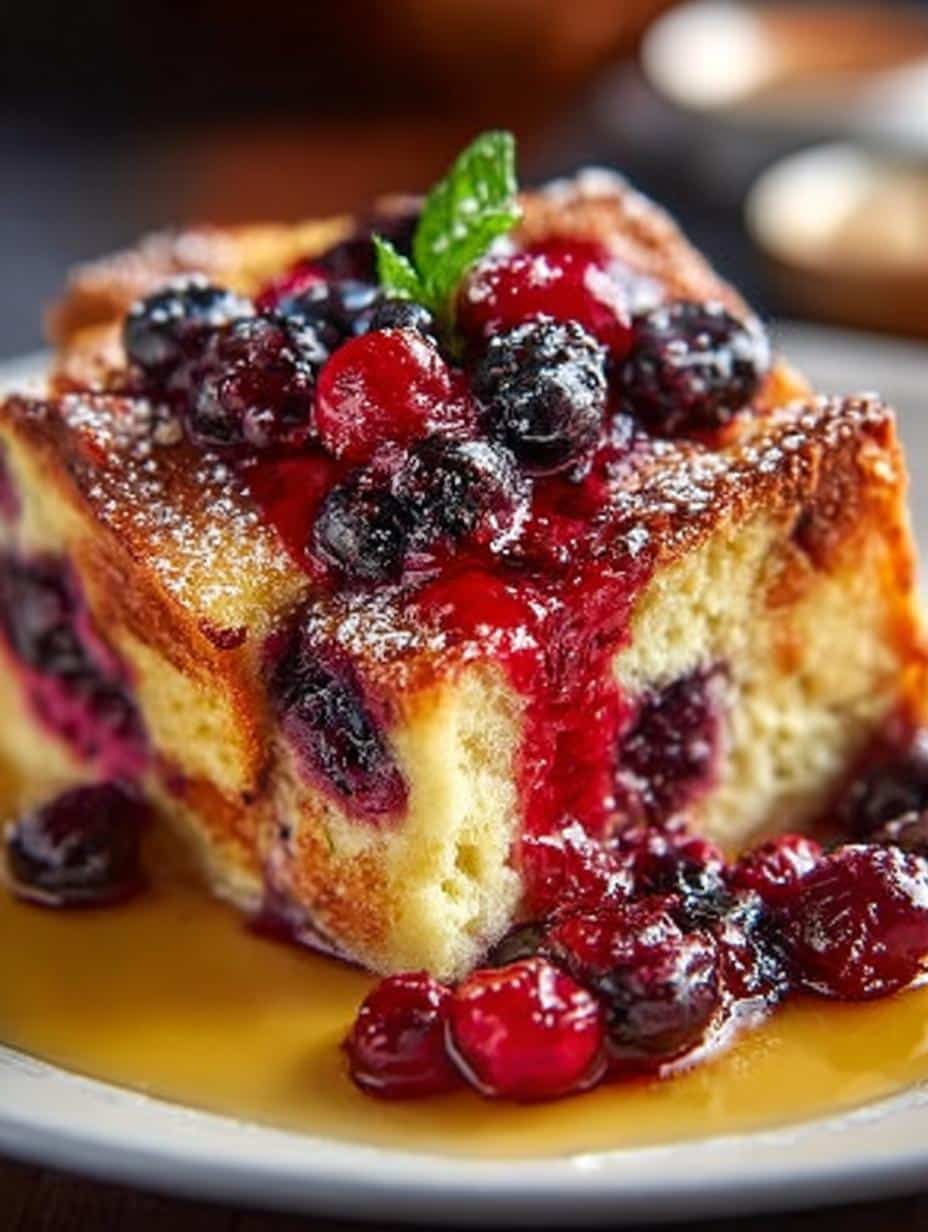 Wild Berry Bread Pudding with Zesty Orange Sauce - Wild Berry Bread Pudding - additional detail