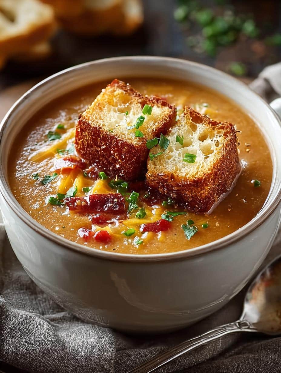 Savory Monte Cristo Soup with a Sweet Raspberry Twist - Monte Cristo Soup - additional detail