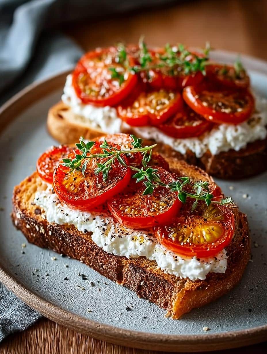 Delicious Ricotta Tomato Sourdough Toast Recipe - Ricotta Tomato Sourdough Toast - main visual representation