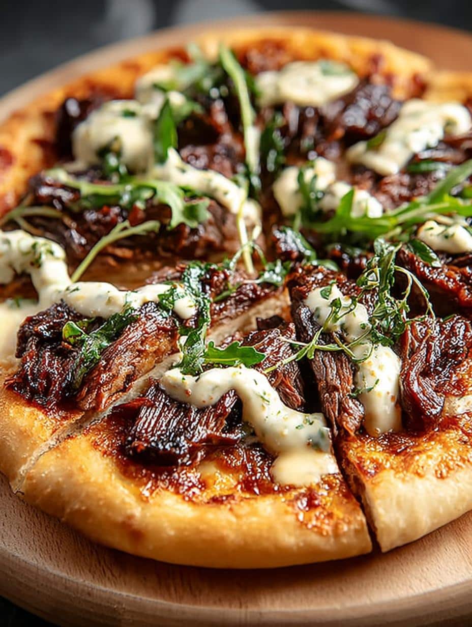 Short Rib Pizza with Smoked Gouda Cream Sauce Delight - Short Rib Pizza with - additional detail