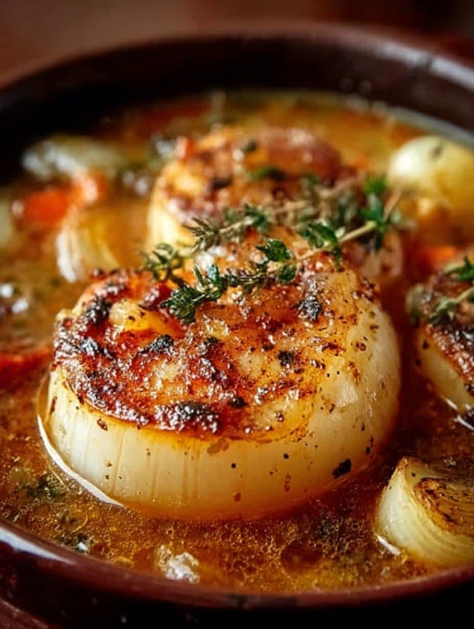 Delicious Southern Style Onion Boil served with fresh ingredients