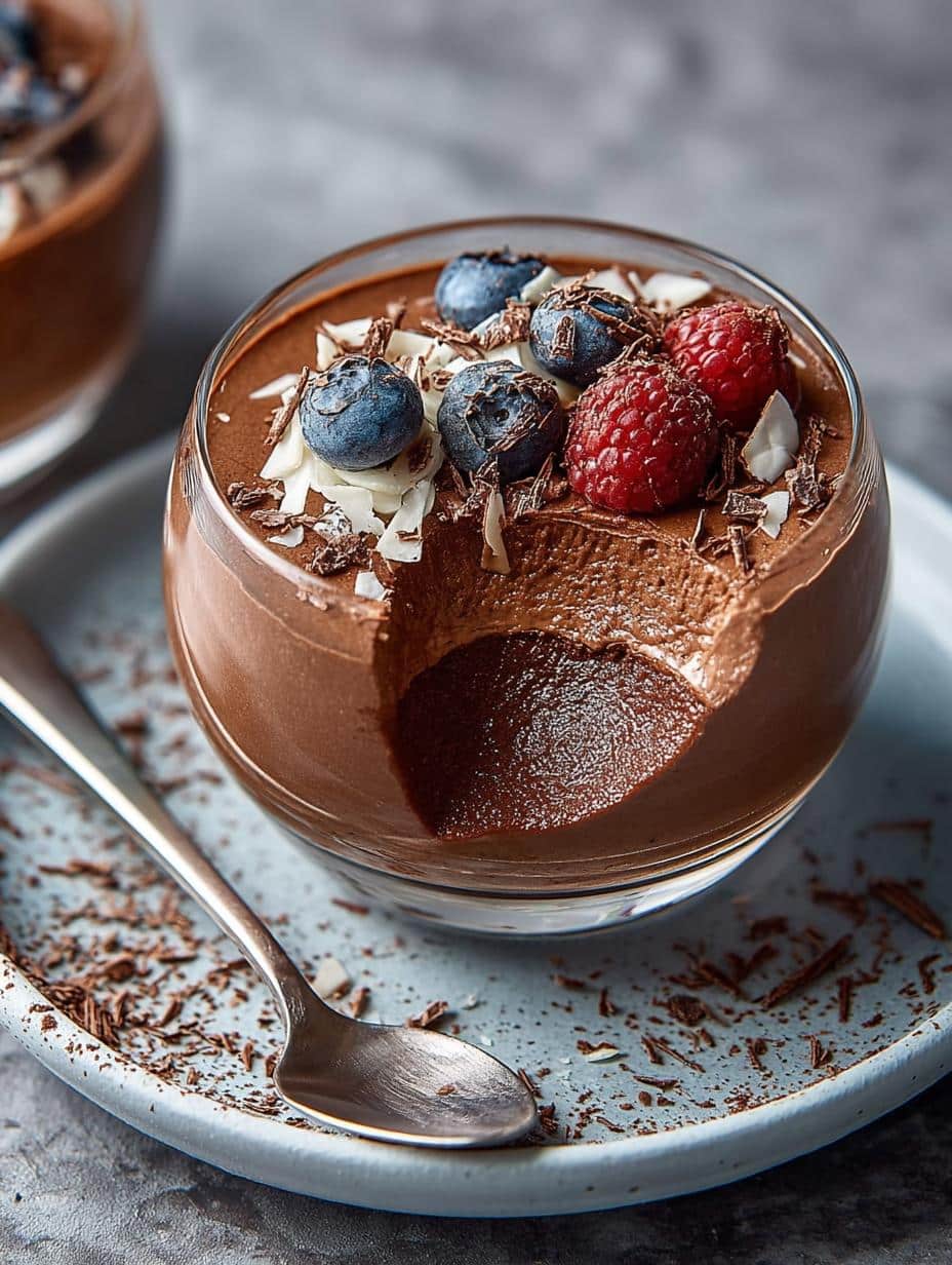 Vegan Chocolate Mousse with Raspberry Compote Recipe - Vegan Chocolate Mousse with - main visual representation