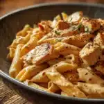Creamy Cajun Chicken Pasta served in a bowl with vibrant colors and spices