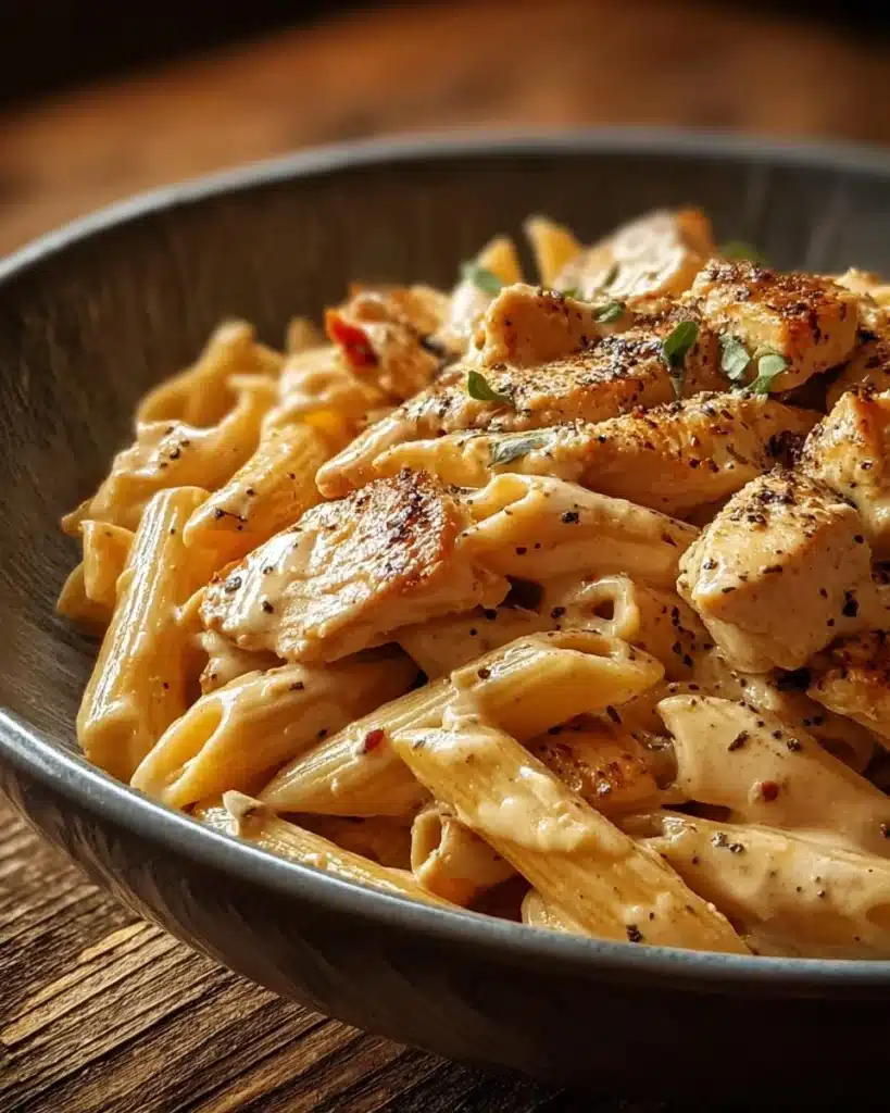 Creamy Cajun Chicken Pasta served in a bowl with vibrant colors and spices