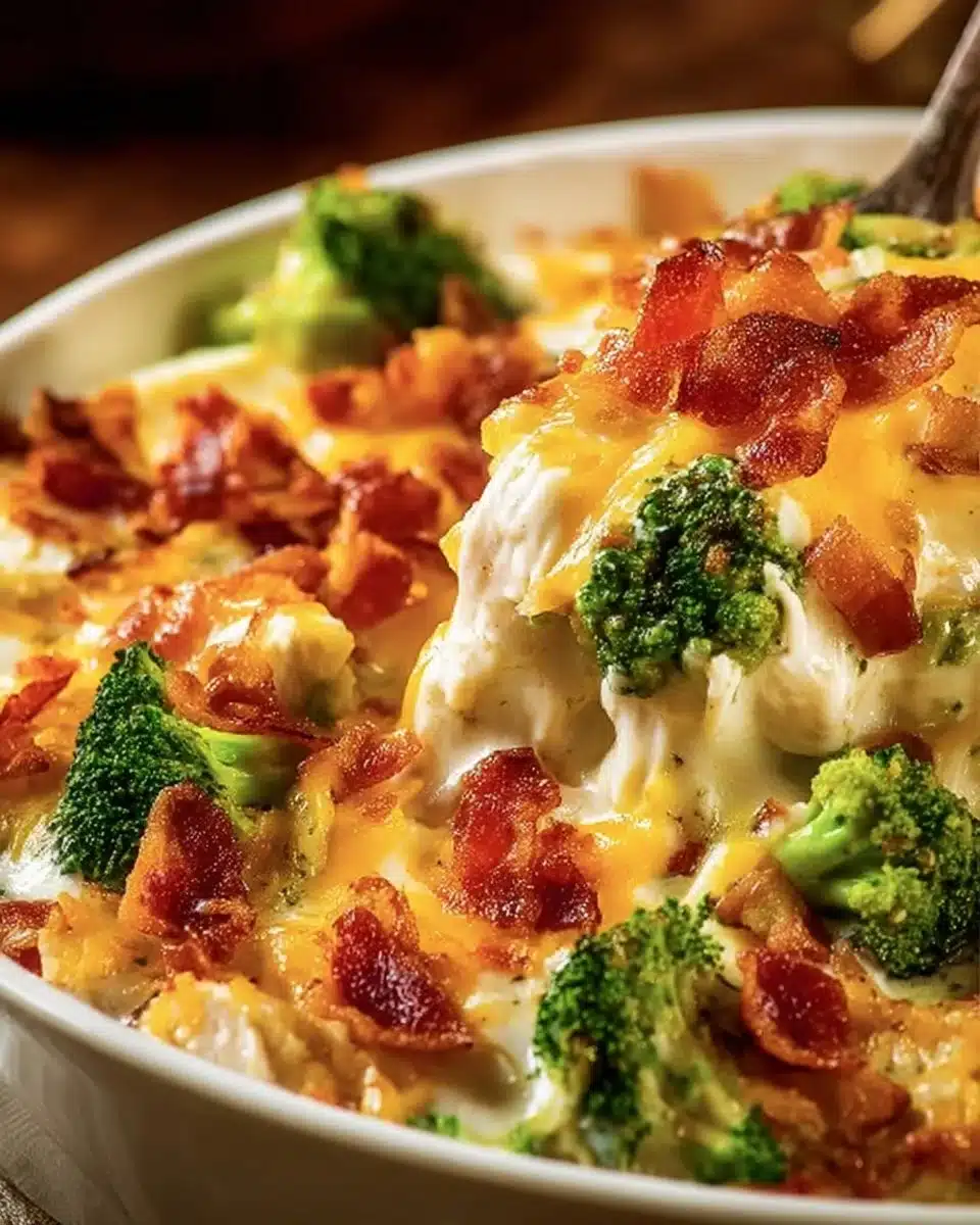 Creamy Low Carb Chicken Casserole 1 Creamy low carb chicken casserole served in a dish with vegetables