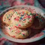 Delicious Funfetti Cookies with colorful sprinkles on a plate