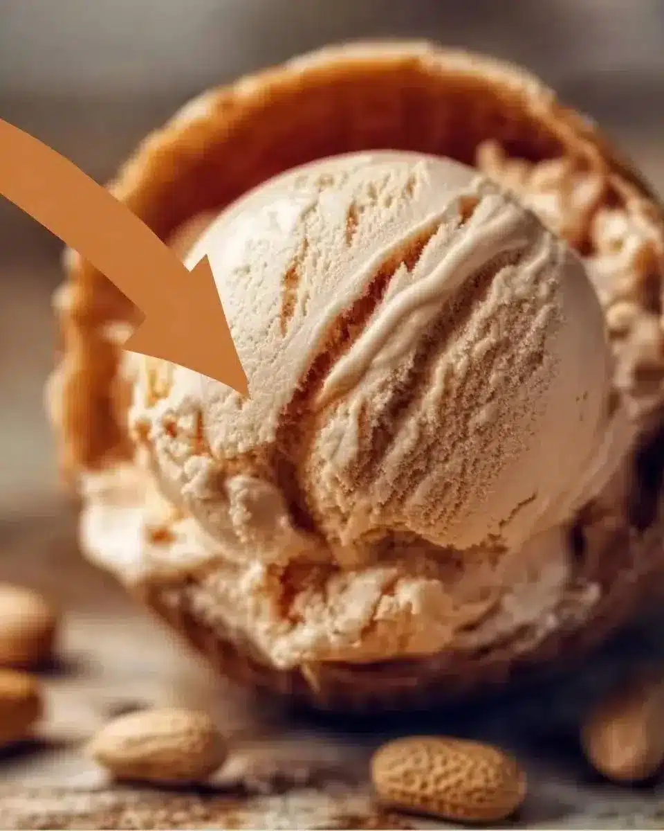Peanut Butter High Protein Ice Cream — No-Churn Recipe 1 Delicious no-churn peanut butter high protein ice cream in a bowl