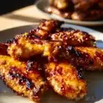 Pineapple-Teriyaki Chicken Wings garnished with green onions and sesame seeds