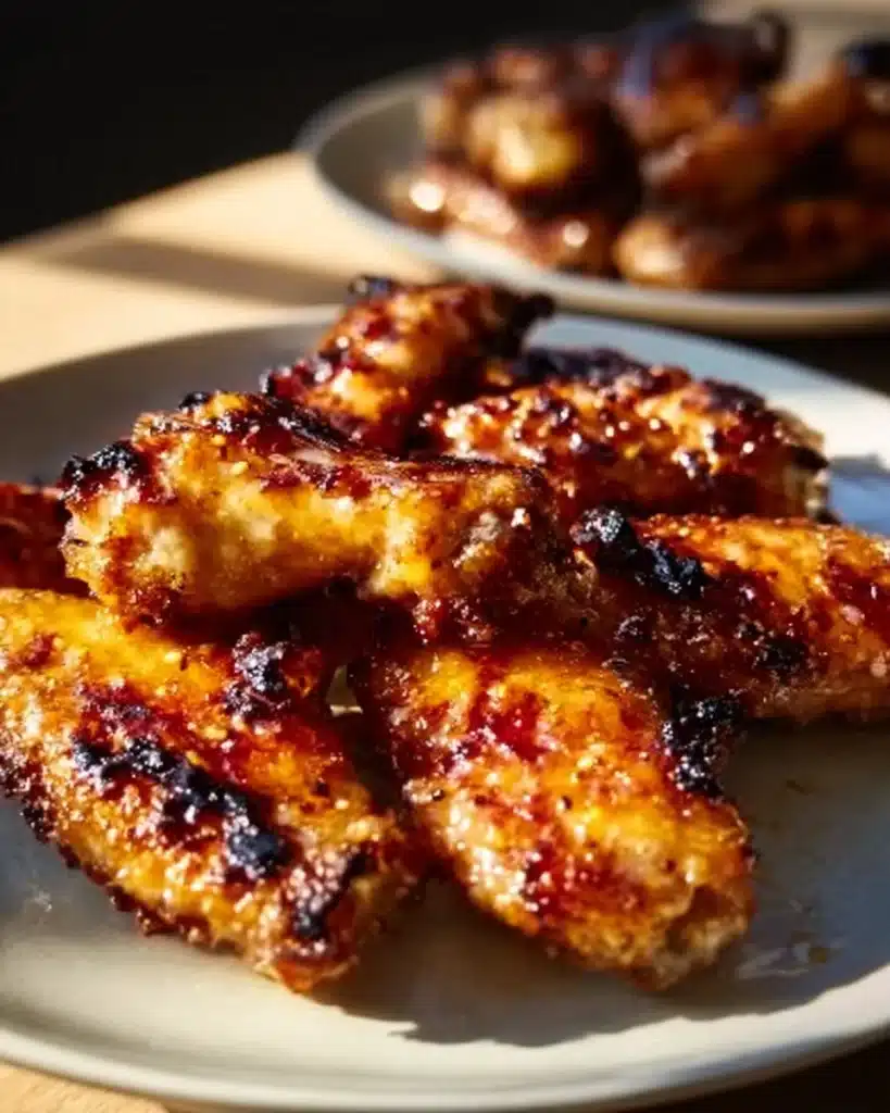 Pineapple-Teriyaki Chicken Wings garnished with green onions and sesame seeds