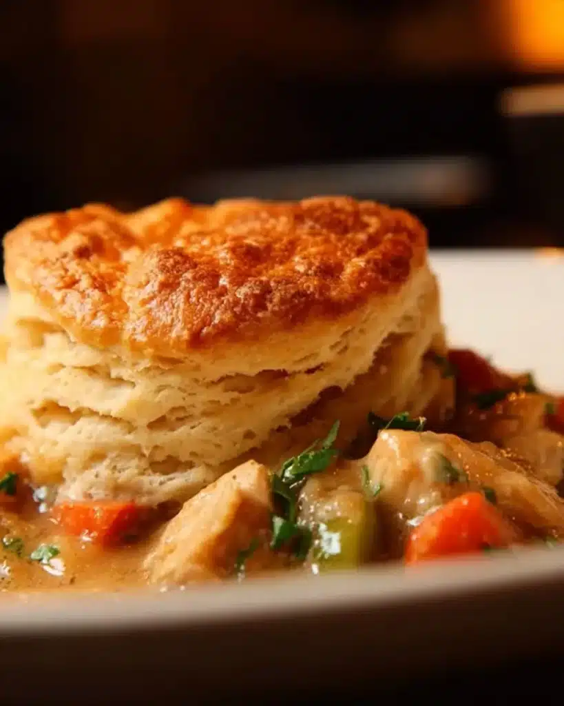 Delicious Red Lobster Biscuit Chicken Pot Pie served in a bowl