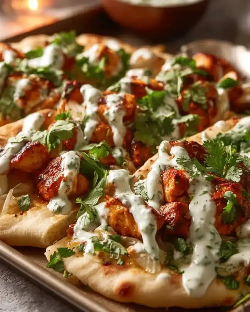 Sheet pan chicken pitas with herby ranch dressing on a plate