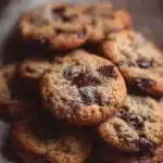 Soft and chewy banana chocolate chip cookies on a plate
