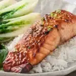 Delicious Asian Glazed Salmon drizzled with a savory sauce