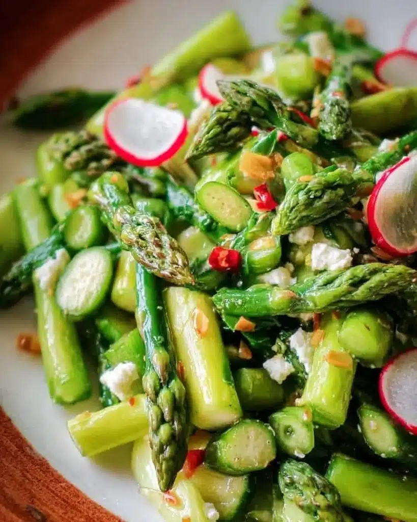 Fresh Asparagus Salad with herbs and dressing