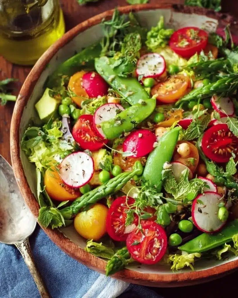Bright Spring Salad featuring fresh greens and colorful vegetables