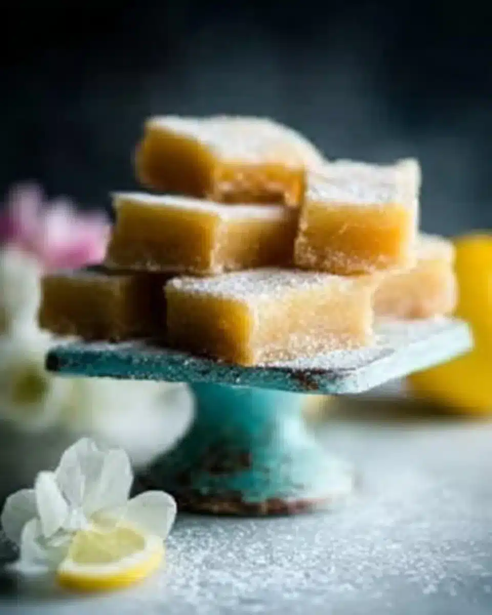 Delicious lemon bars with a zesty lemon filling and powdered sugar topping