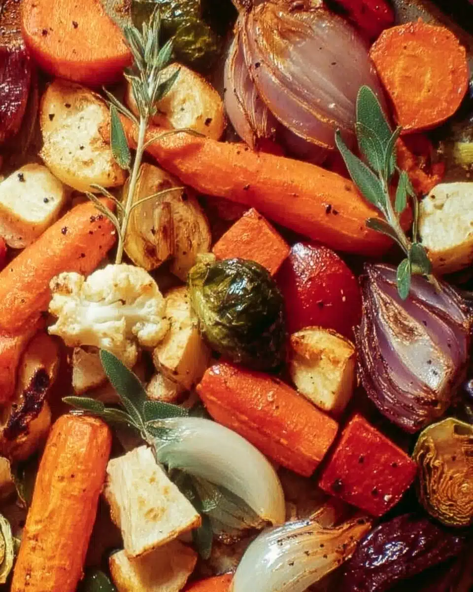 Delicious platter of roasted vegetables including carrots, zucchini, and bell peppers