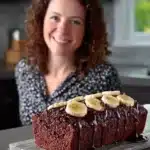 Homemade triple chocolate banana bread with chocolate chips and bananas