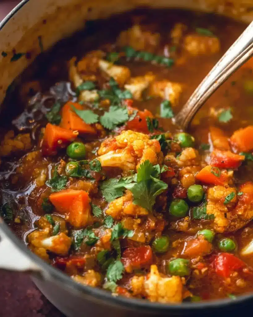 Delicious vegetable curry with colorful vegetables and aromatic spices.