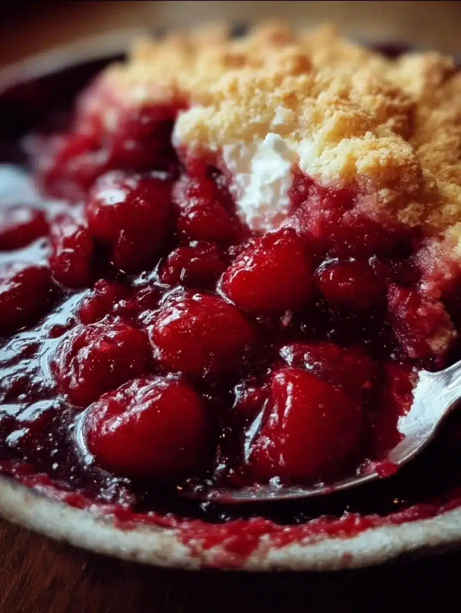 Homemade cherry cobbler with fresh cherries and golden crust