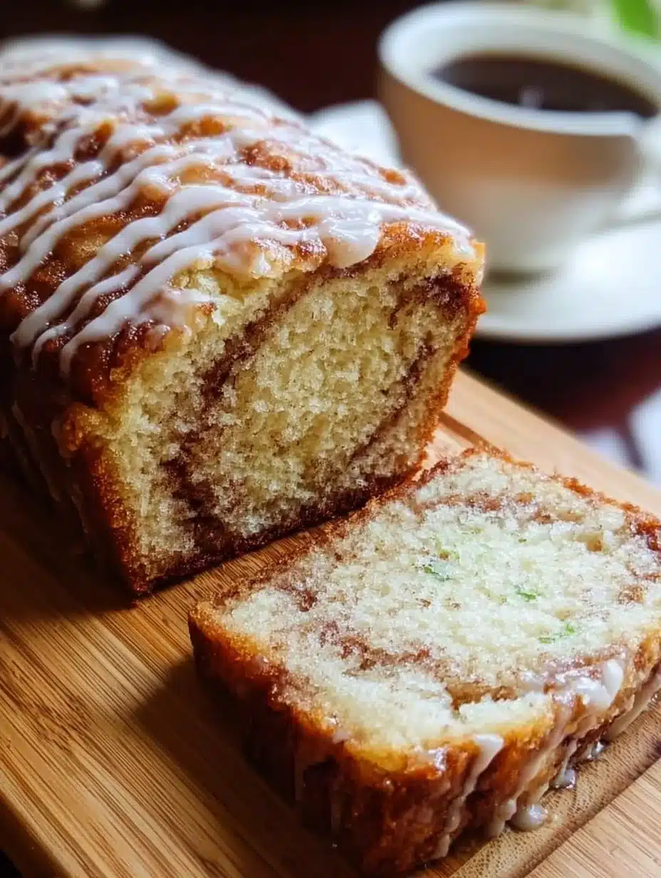 Cinnamon Swirl Quickbread 1 Freshly baked cinnamon swirl quickbread with a rich, sweet swirl pattern