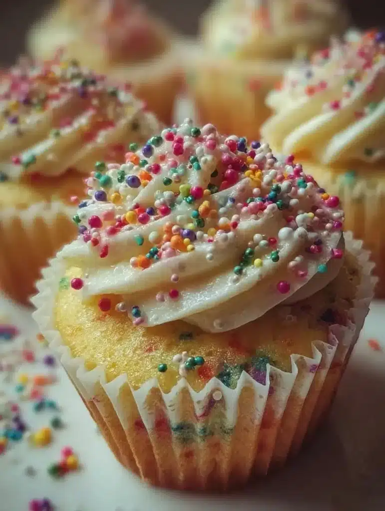 Colorful confetti cupcake sprinkles for decorating desserts and celebrations