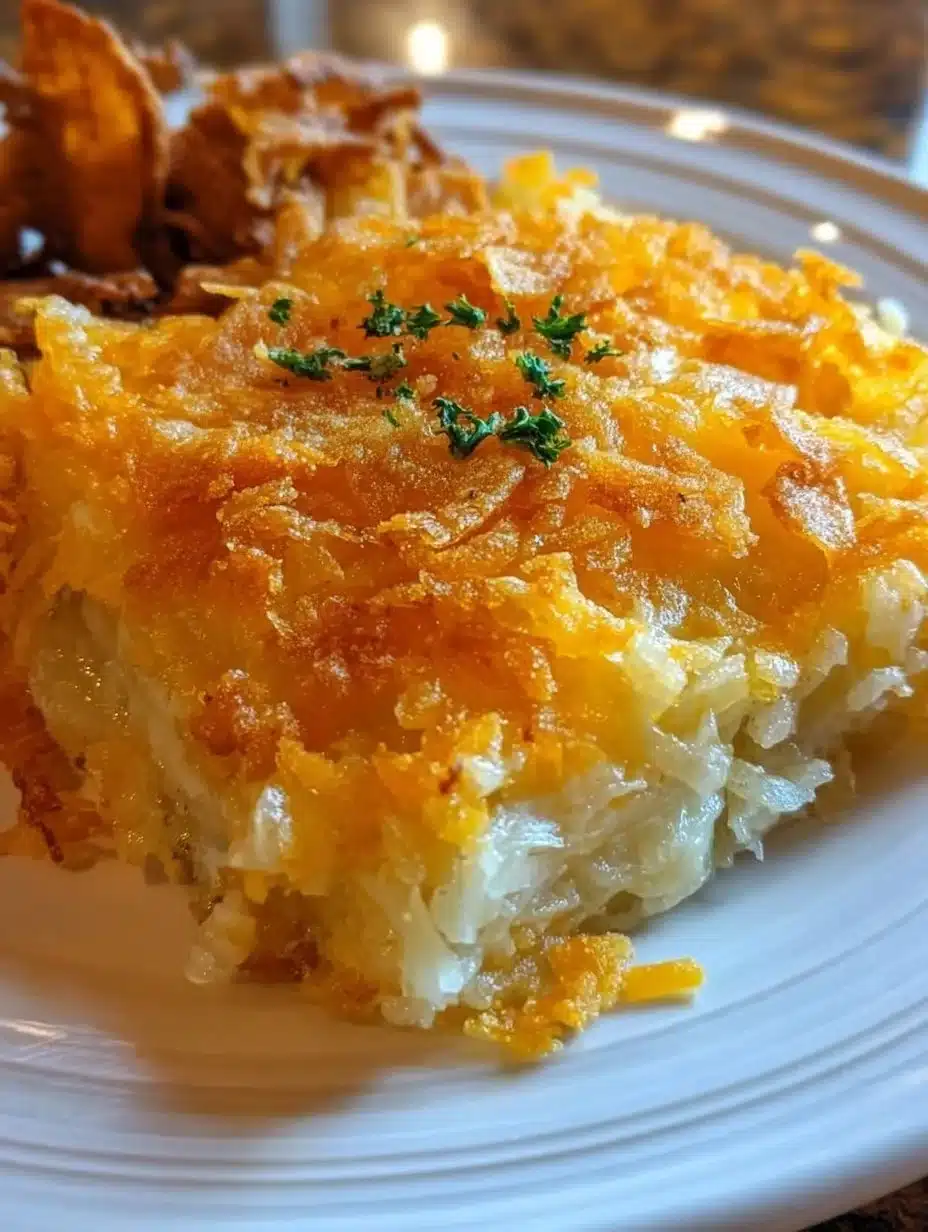 Delicious cheesy hashbrown casserole inspired by Cracker Barrel