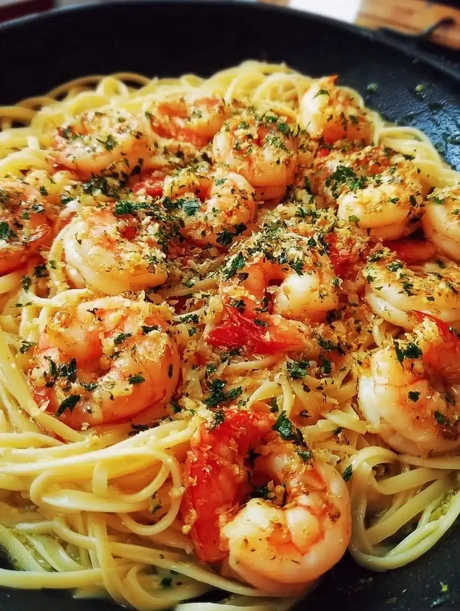 Easy shrimp scampi served with pasta for a quick seafood dinner.