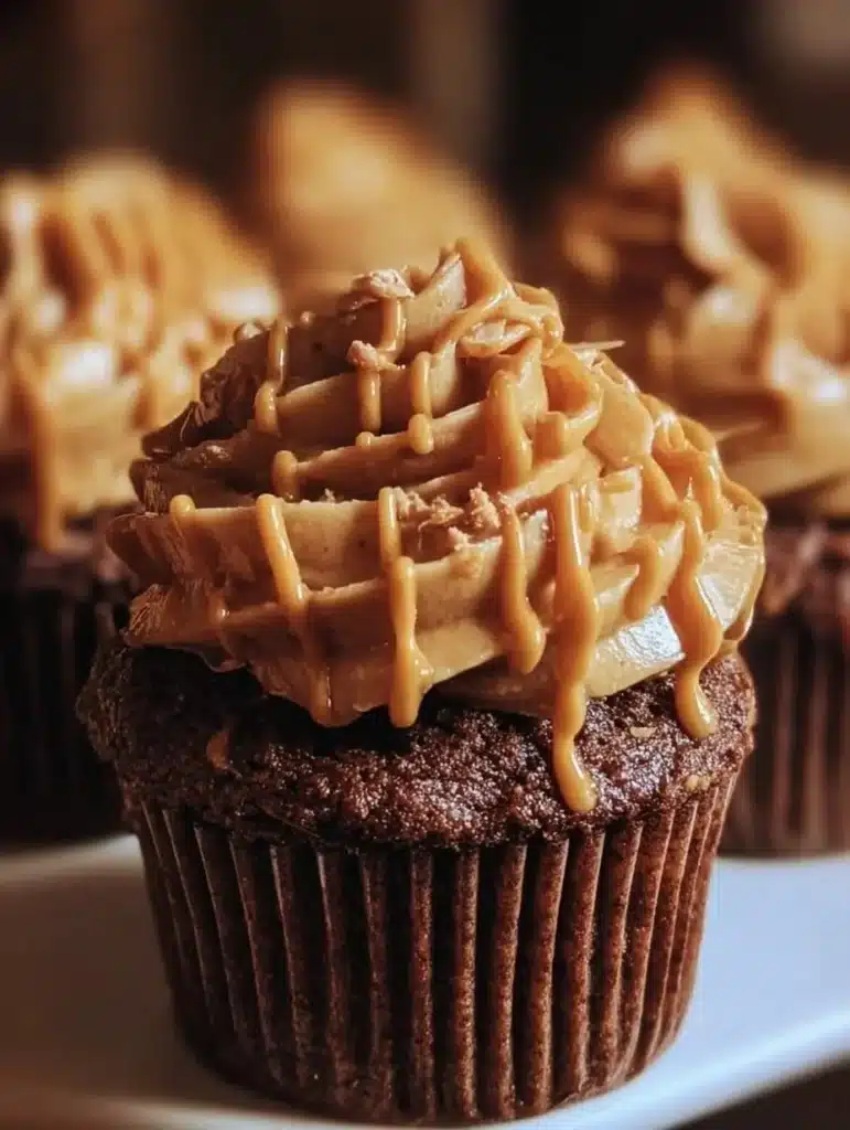 Delicious Reese's Peanut Butter Cupcake topped with creamy peanut butter frosting
