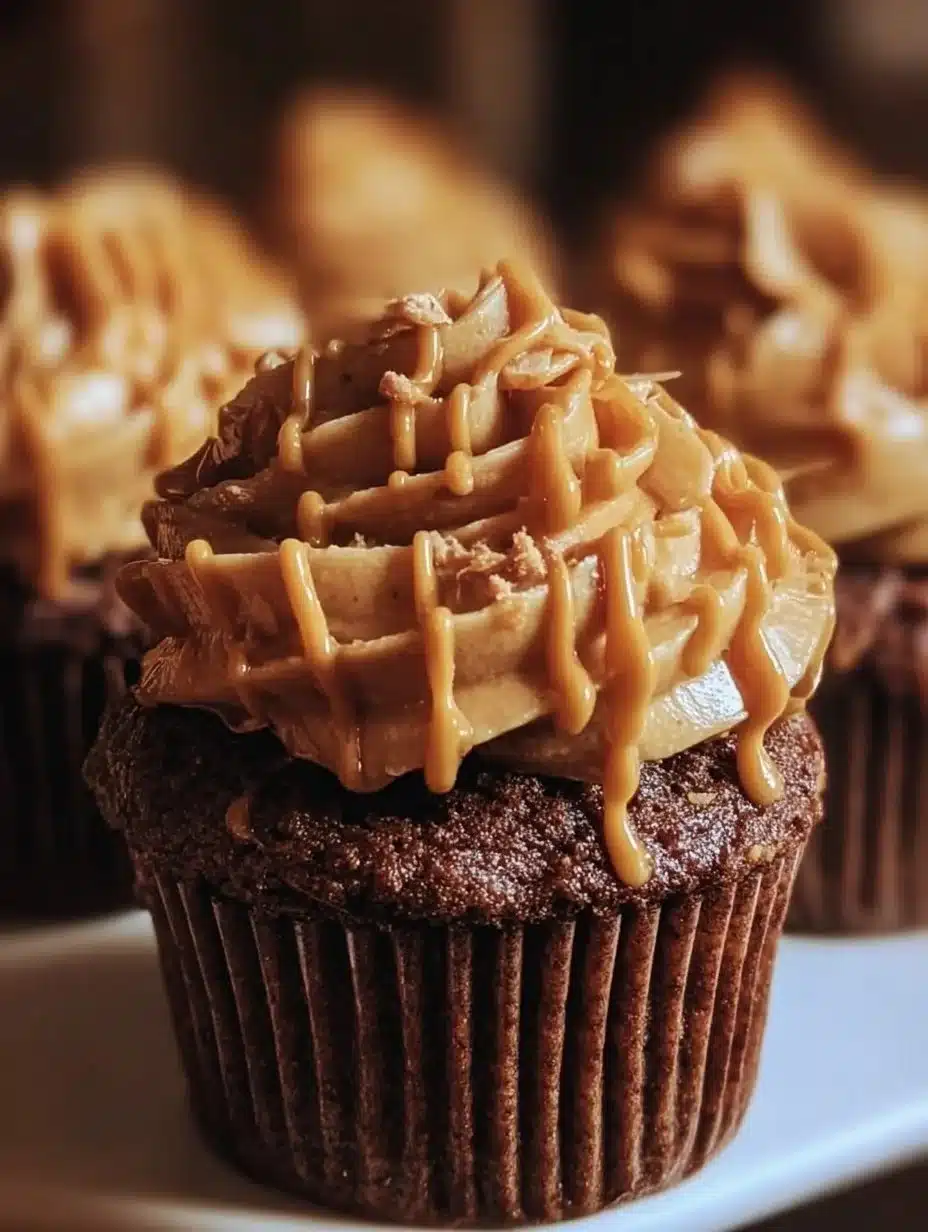 Delicious Reese's Peanut Butter Cupcake topped with creamy peanut butter frosting